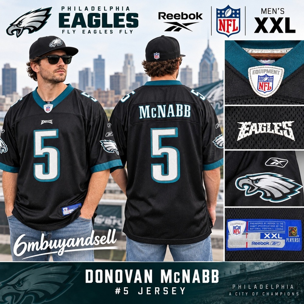 Reebok NFL Philadelphia Eagles Donovan McNabb 5 Jersey Black XXL 7012A 04